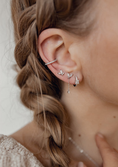 Bijou d'Oreille Diamant en Argent Massif