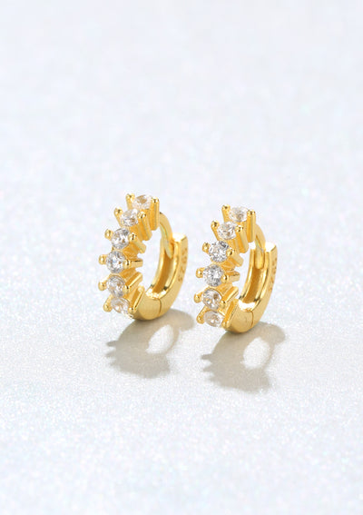 Diamond Fan Helix Earrings Sterling Silver Gold