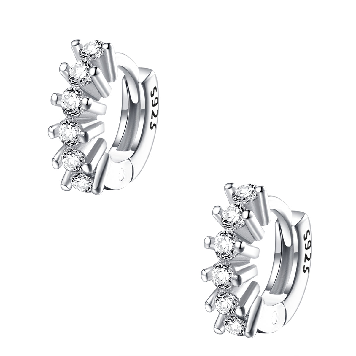 Diamond Fan Helix Earrings Sterling Silver