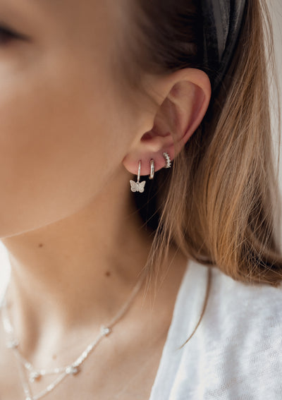 Boucles d'Oreilles Helix Diamant en Argent Massif