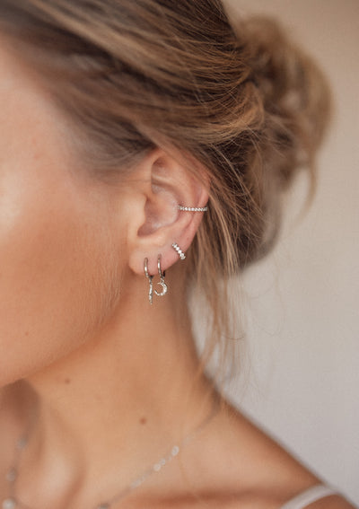 Boucles d'Oreilles Helix Diamant en Argent Massif