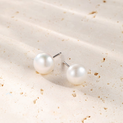 Dot Pearl Stud Earrings Sterling Silver