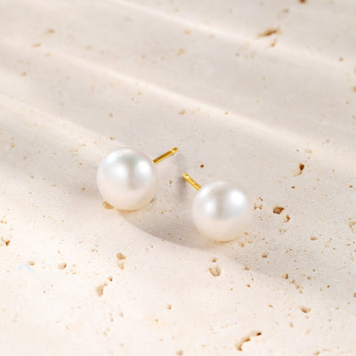 Dot Pearl Stud Earrings Sterling Silver Gold