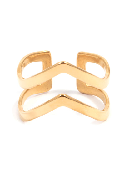 Double Chevron Bague Bande Or