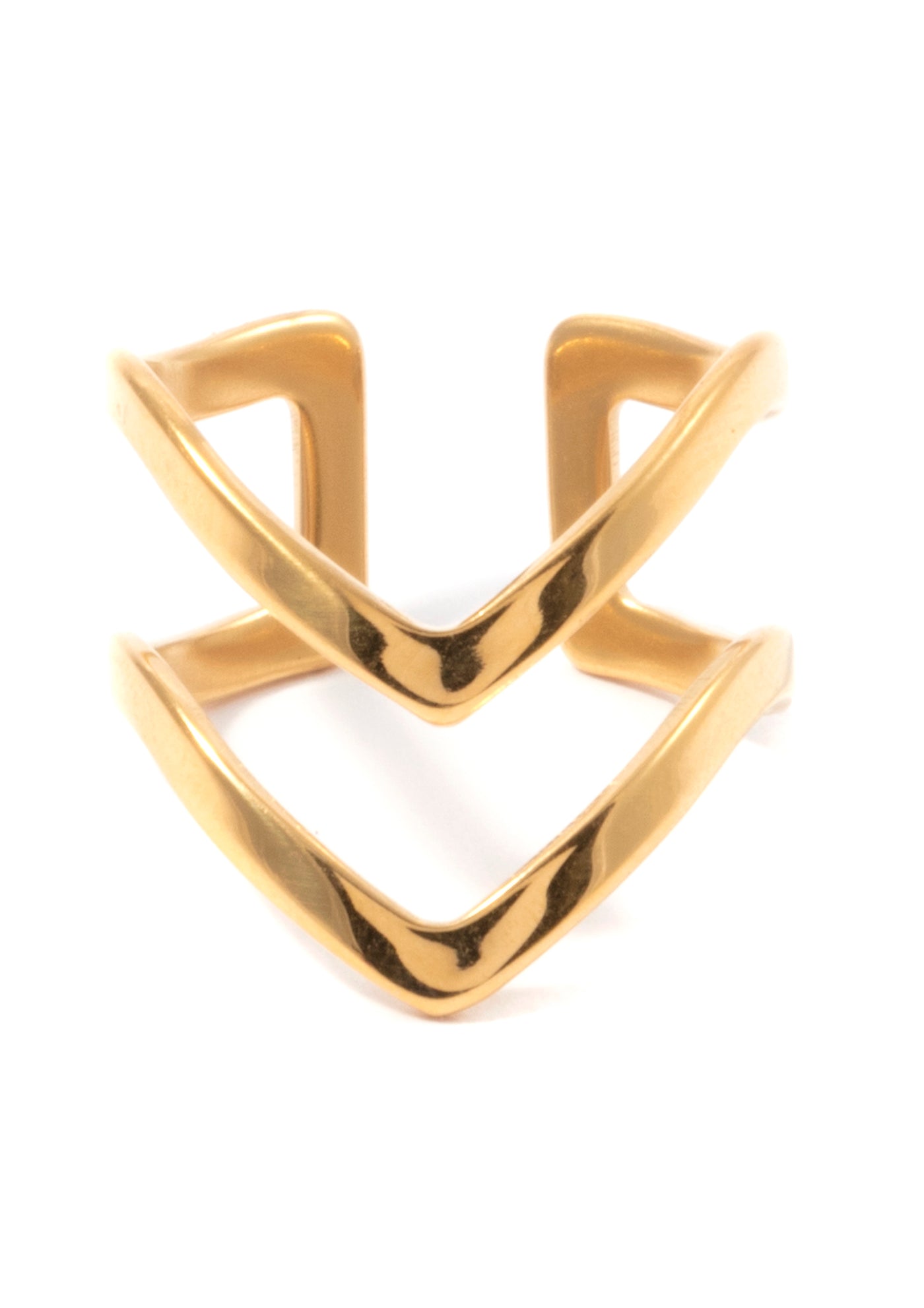 Doppel Chevron Ring in Gold