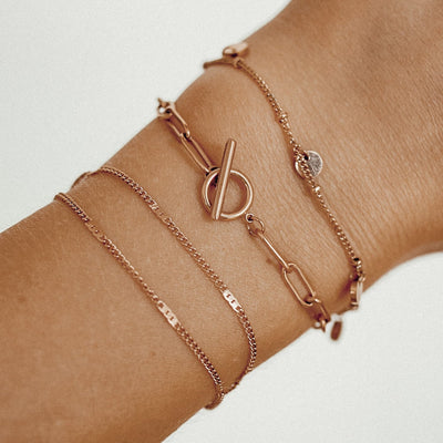 Double Curb Chain Bracelet Rose Gold