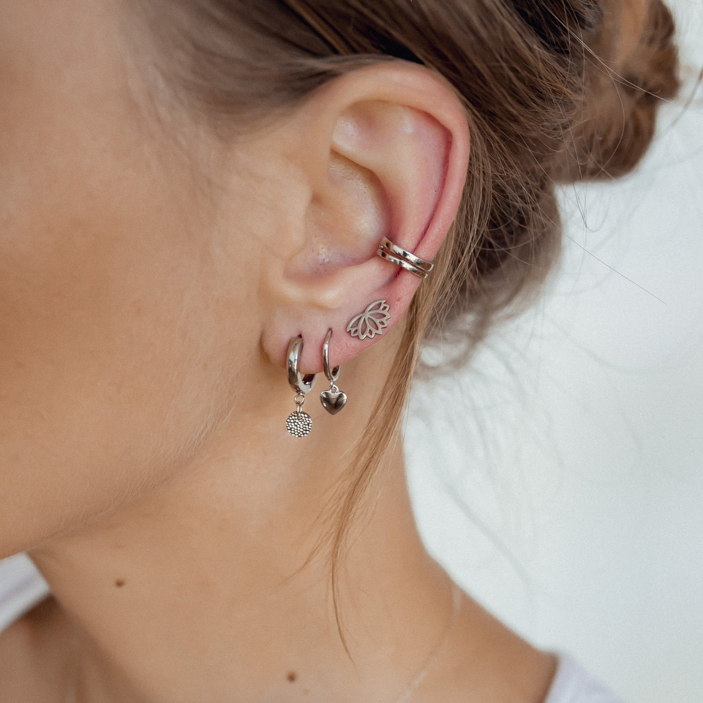 Zweireihige Ear Cuff Ohrringe Sterlingsilber