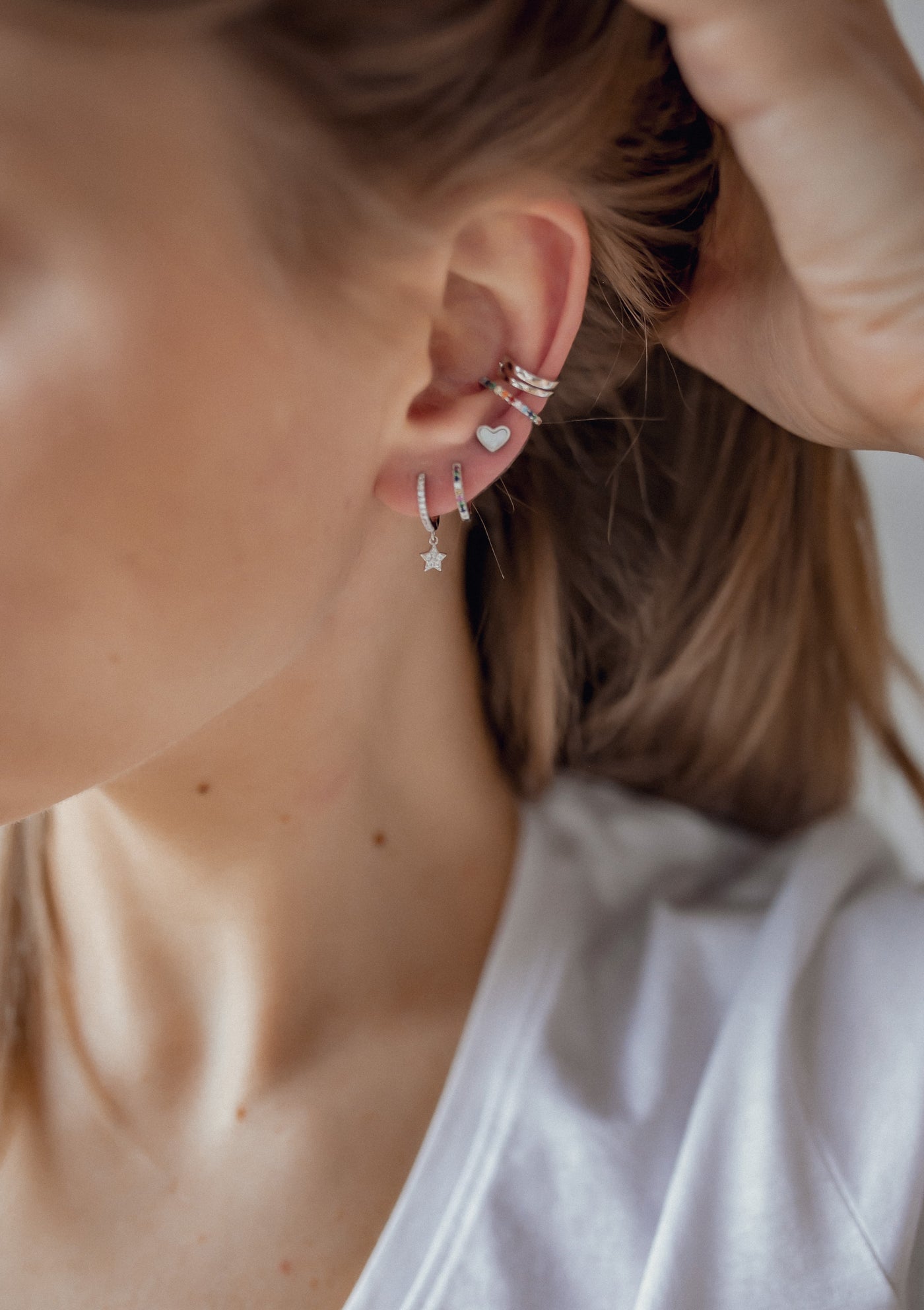 Bijou d'Oreille Double Cerceau en Argent Massif