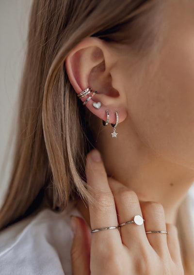 Bijou d'Oreille Double Cerceau en Argent Massif