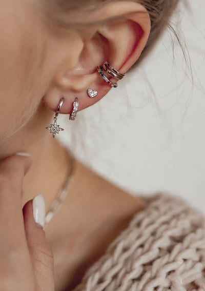 Zweireihige Ear Cuff Ohrringe Sterlingsilber