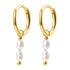 Double Pearl Charm Hoop Earrings Sterling Silver Gold