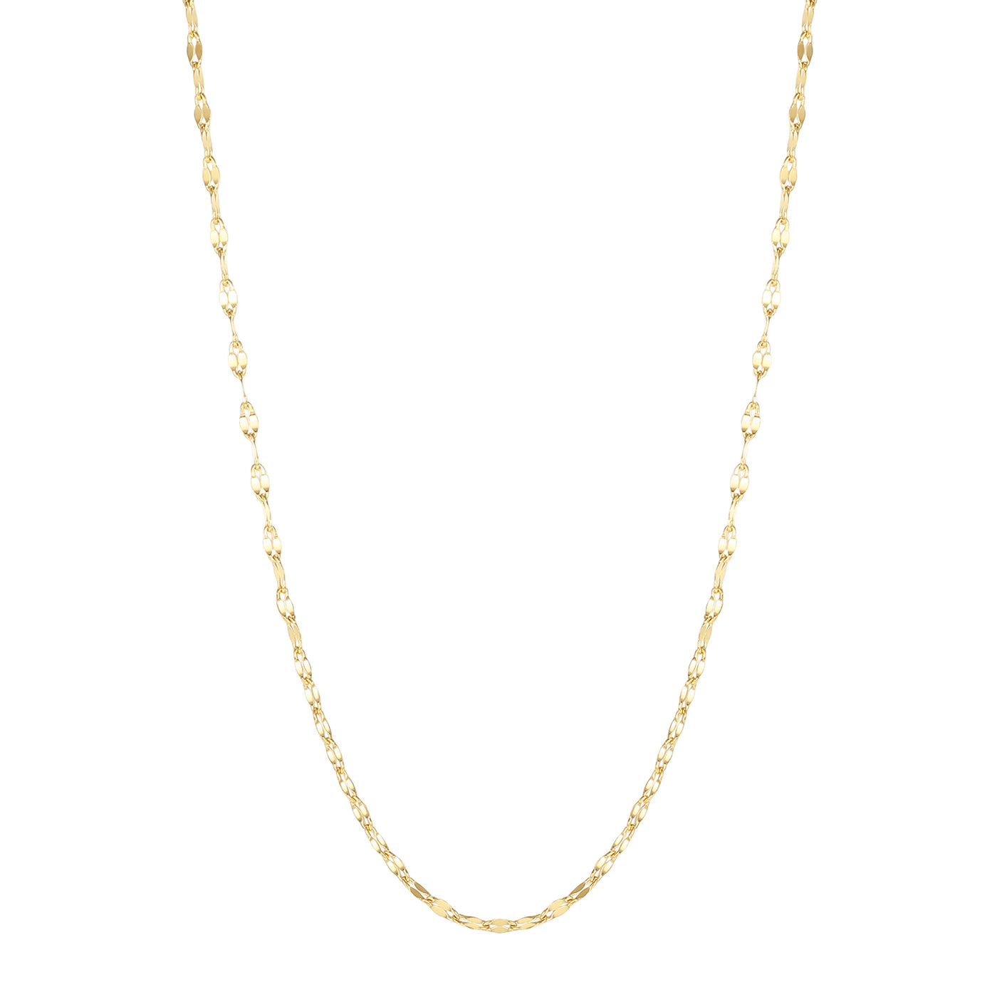 Flattened Rolo Chain Necklace Gold