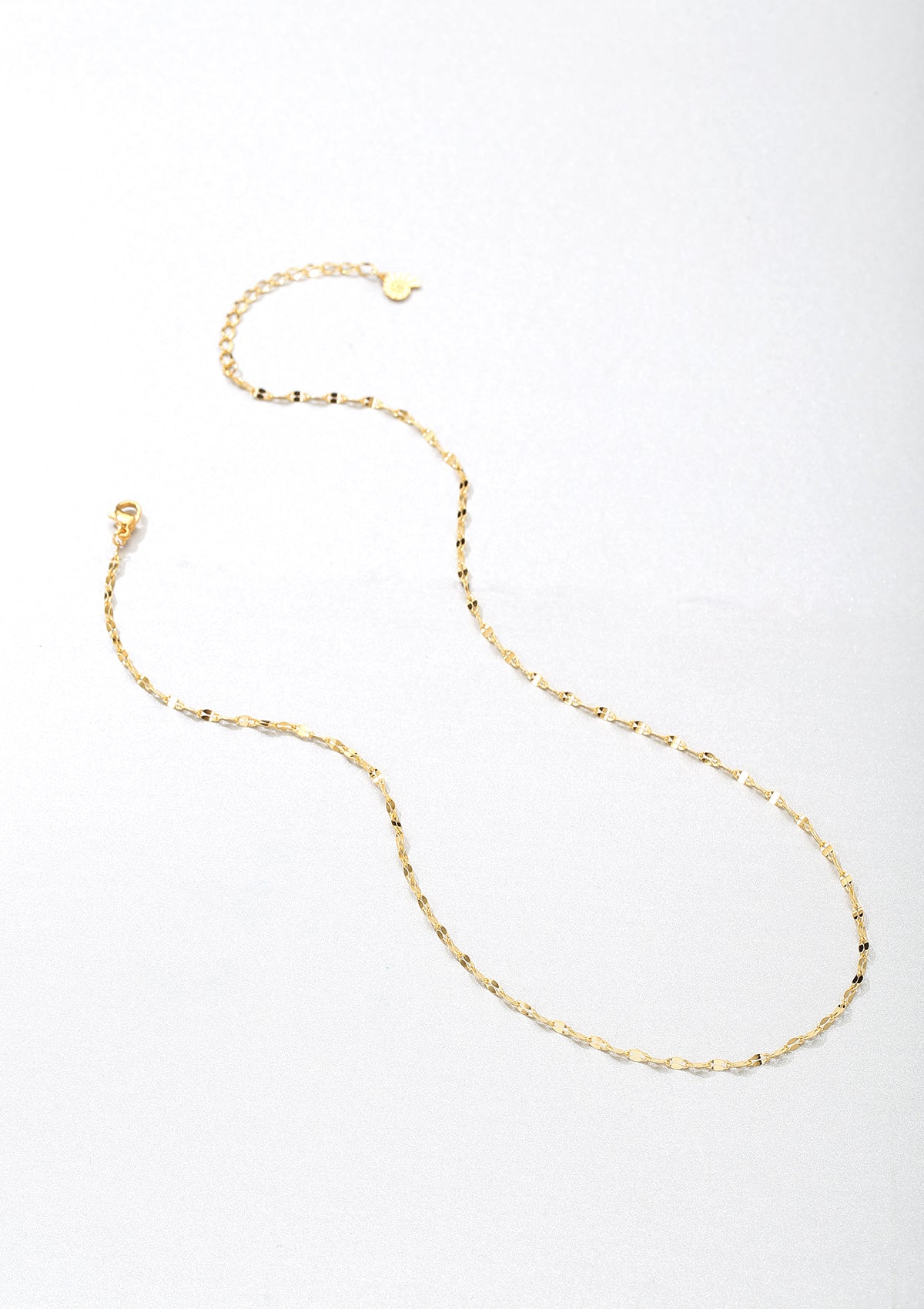 Flattened Rolo Chain Necklace Gold