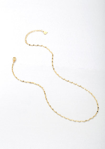 Flattened Rolo Chain Necklace Gold