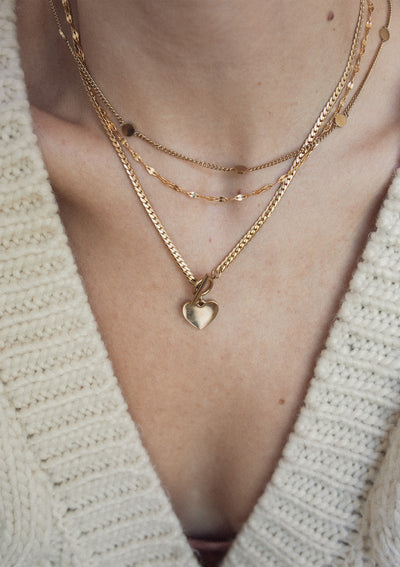 Flattened Rolo Chain Necklace Gold