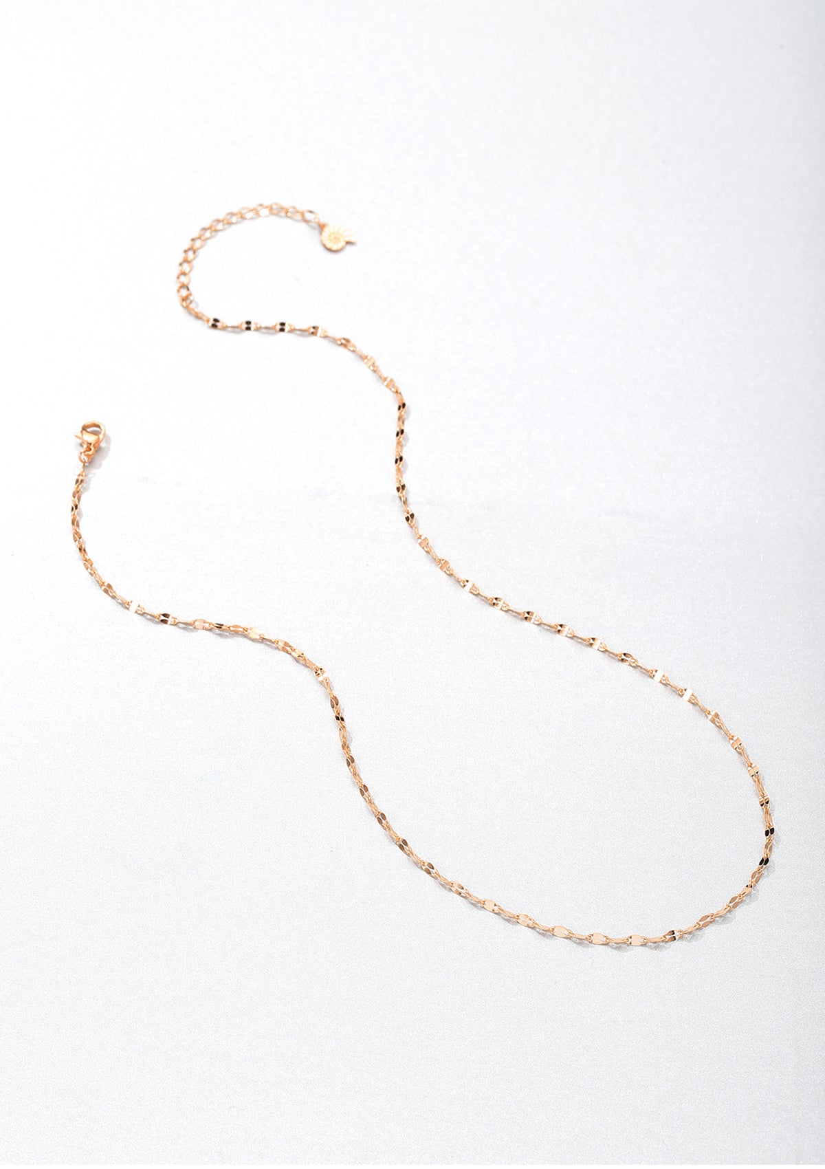 Flattened Rolo Chain Necklace Rose Gold