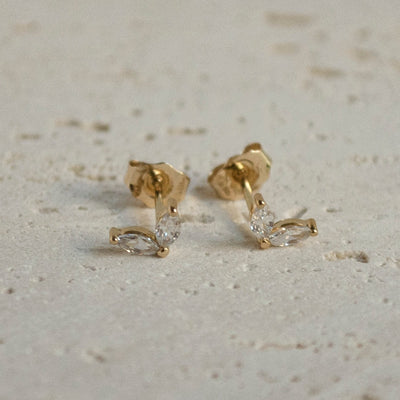 Flourish Stud Earrings 9K Gold