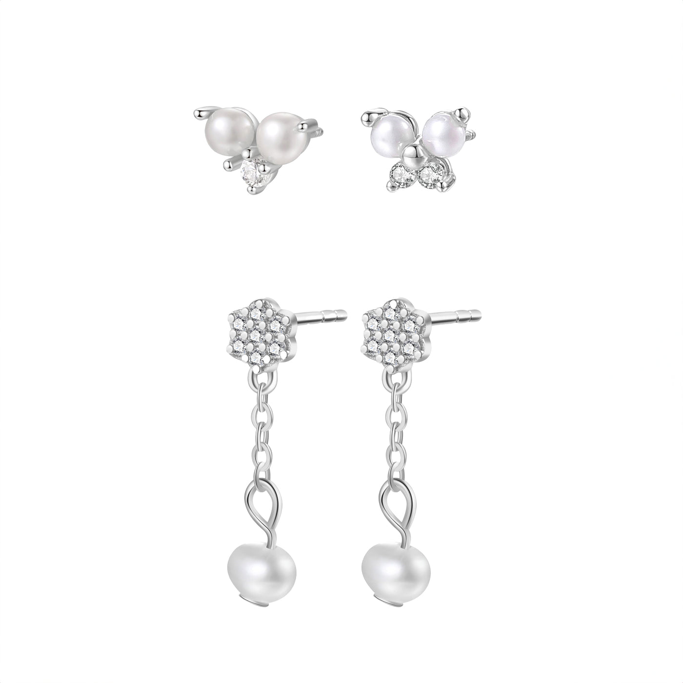 Ensemble Boucles d'Oreilles Sterling Argent