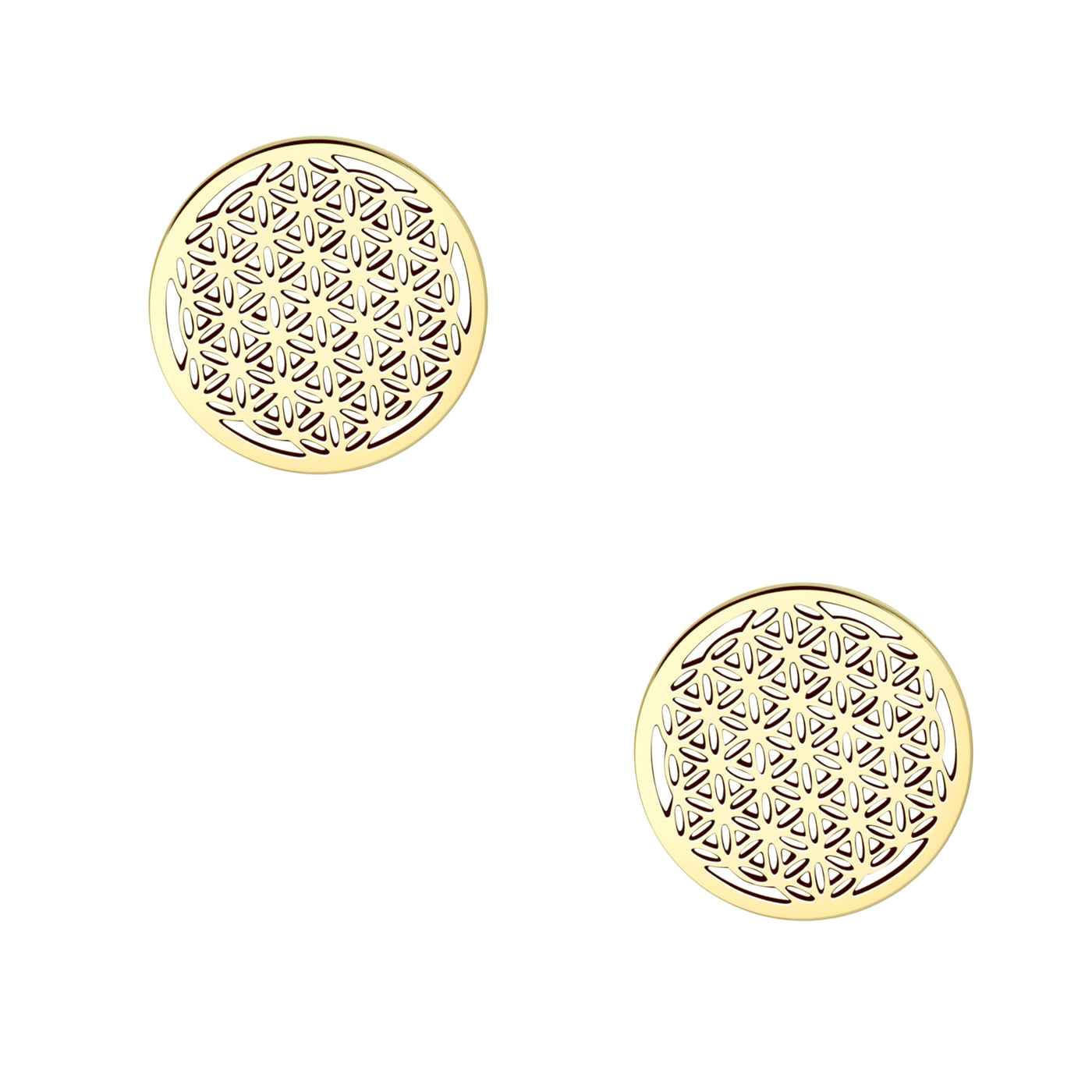 Flower of Life Stud Earrings Gold