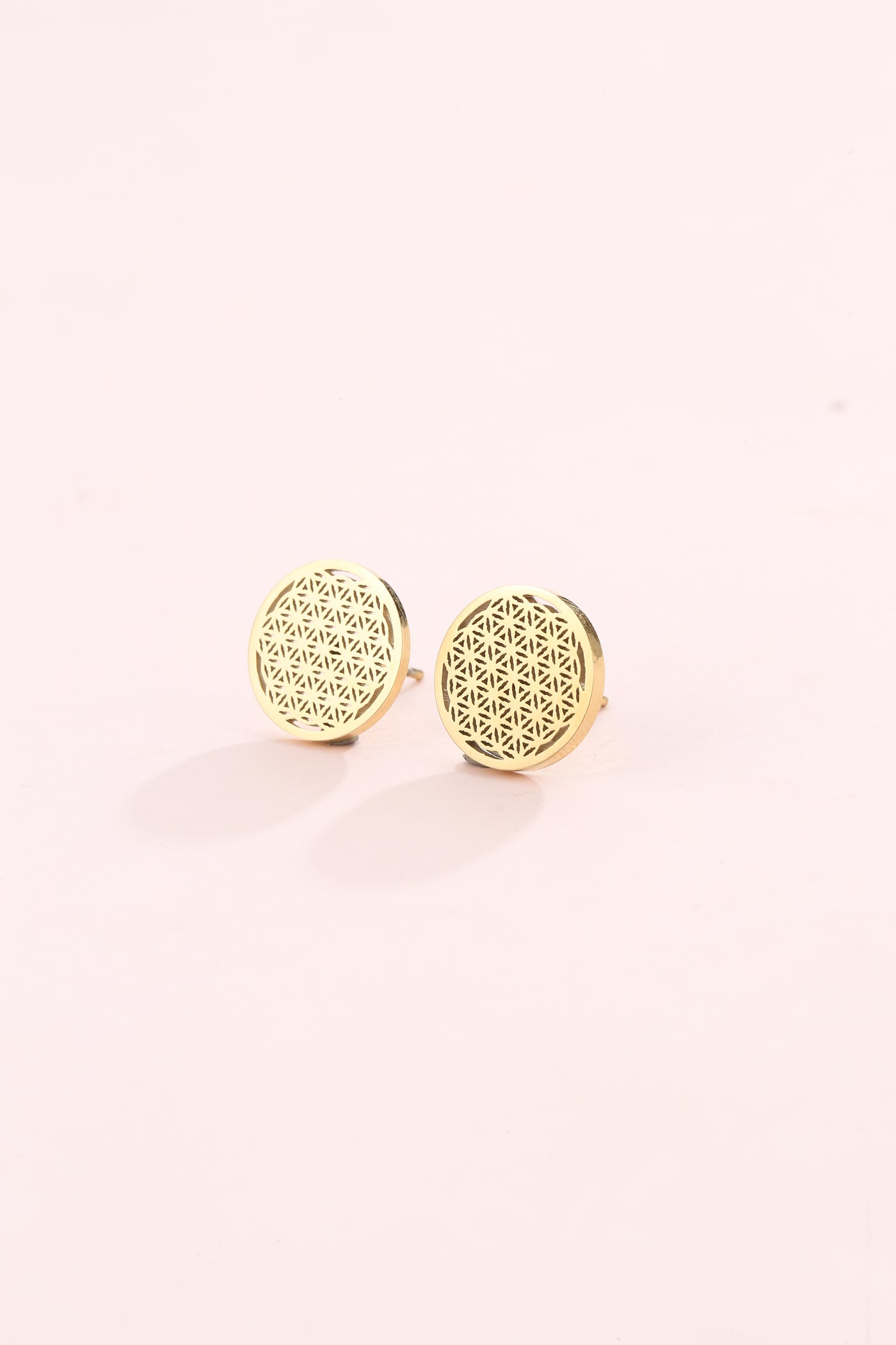 Flower of Life Stud Earrings Gold