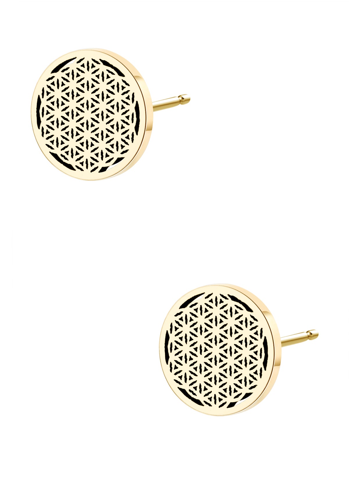 Flower of Life Stud Earrings Gold