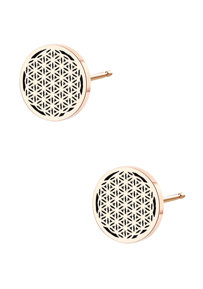 Flower of Life Stud Earrings Gold