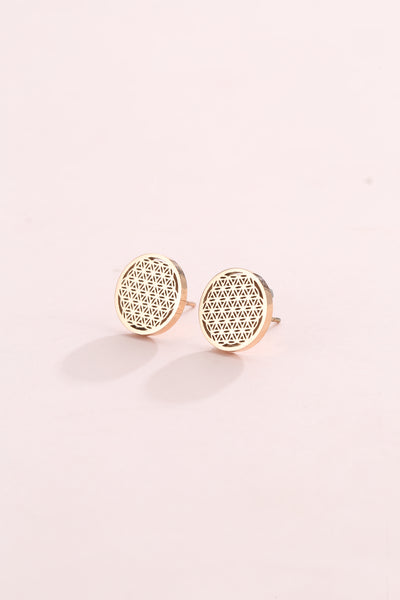 Flower of Life Stud Earrings Gold