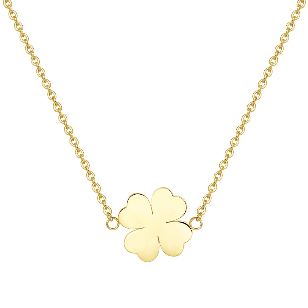 Pearly White Clovers Necklace Gold-colored Chain Stainless 