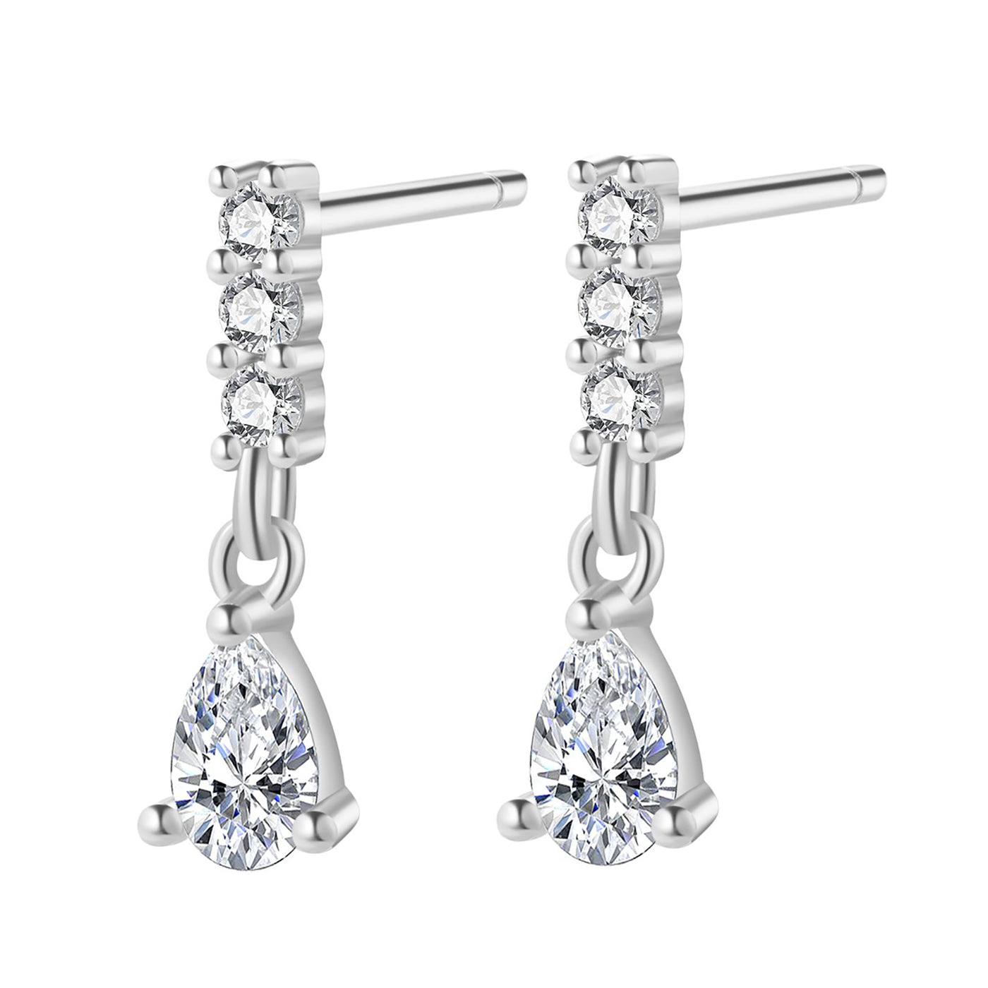 Boucles d’Oreille Gemmes Barre et Goutte Sterling Argent