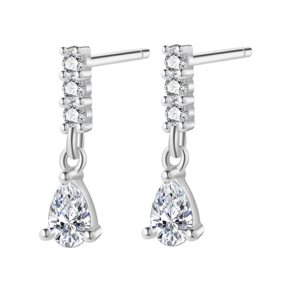 Boucles d’Oreille Gemmes Barre et Goutte Sterling Argent