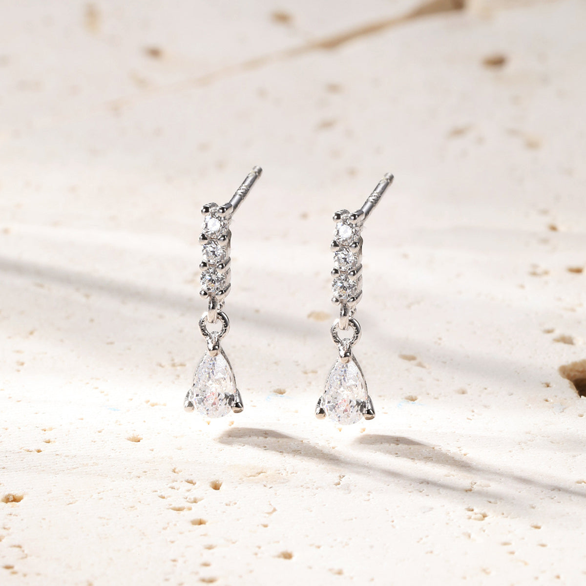 Boucles d’Oreille Gemmes Barre et Goutte Sterling Argent