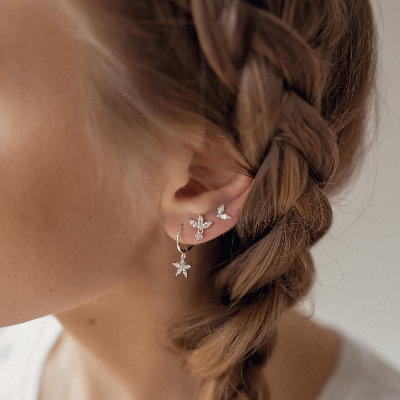 Gemstone Blossom Stud Earrings Sterling Silver