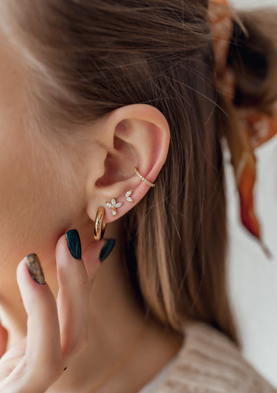 Gemstone Blossom Stud Earrings Sterling Silver Gold