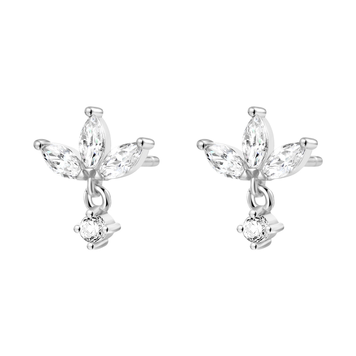 Clous d'Oreilles Pierre Précieuse Fleur Sterling Argent