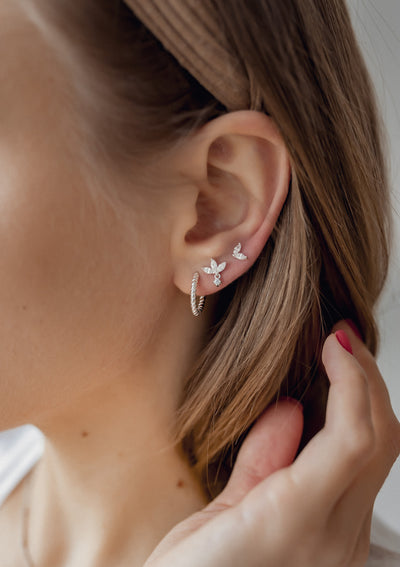 Gemstone Blossom Stud Earrings Sterling Silver