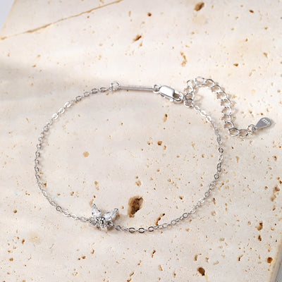 Gemstone Butterfly Charm Bracelet Sterling Silver