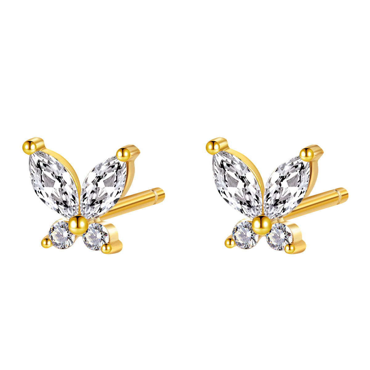 Schmetterling Ohrstecker mit Schmucksteinen Sterlingsilber in Gold