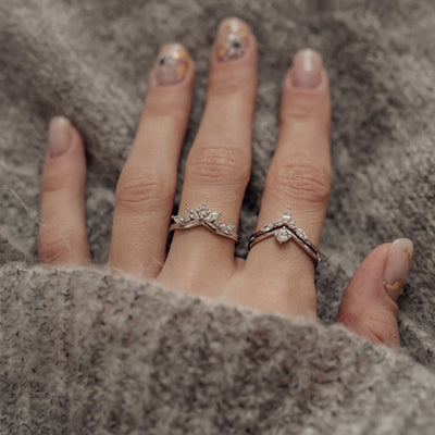 Bague Couronne Pierre Précieuse en Argent Massif