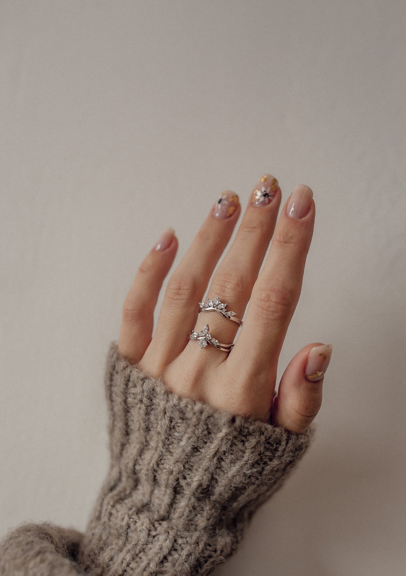 Bague Couronne Pierre Précieuse en Argent Massif