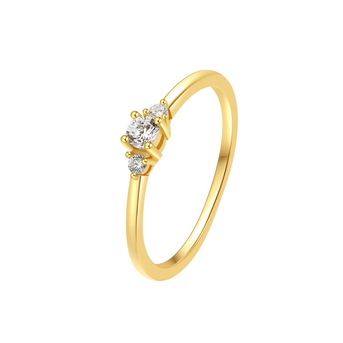 Trio Steine Schmaler Ring Sterlingsilber in Gold