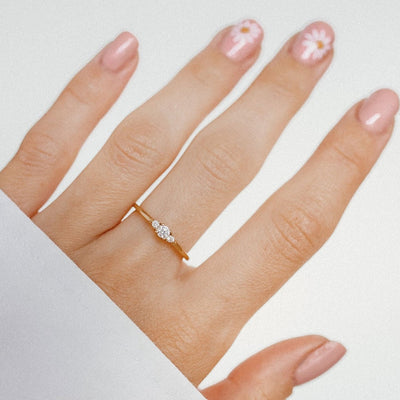 Slim Trio Ring Sterling Silver Gold