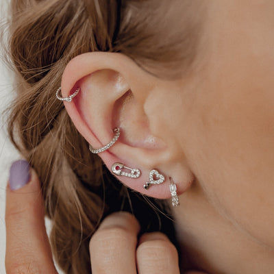 Gemstone Twist Ear Cuff Sterling Silver