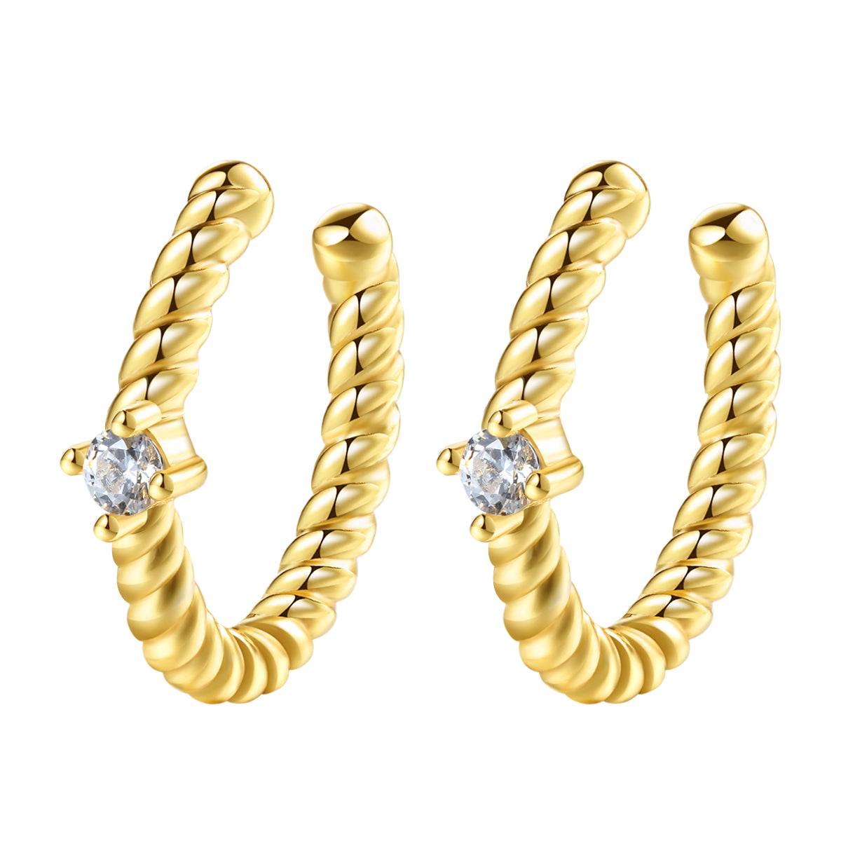 Zirkonia Ear Cuff Kordeldesign Sterlingsilber in Gold