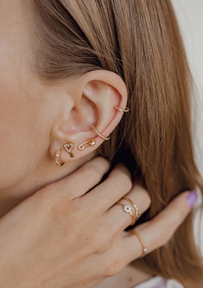 Ear Cuff Torcido con Gema Plata de Ley 925 en Oro