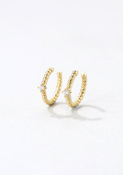 Ear Cuff Torcido con Gema Plata de Ley 925 en Oro