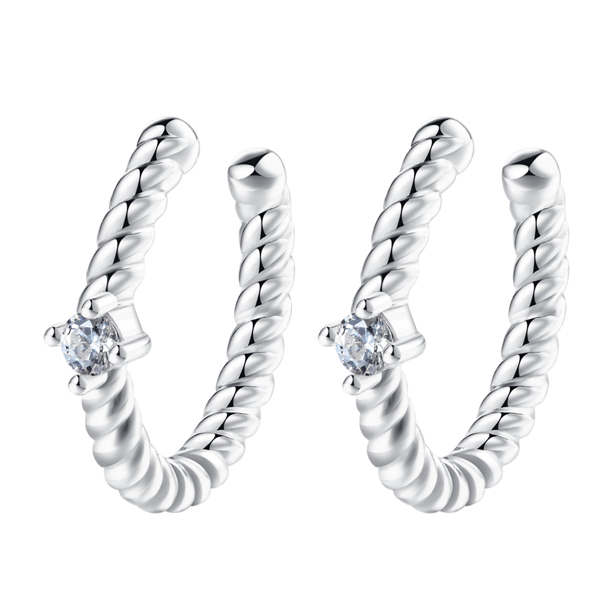 Gemstone Twist Ear Cuff Sterling Silver