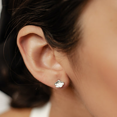 Ginkgo Leaf Stud Earring Sterling Silver