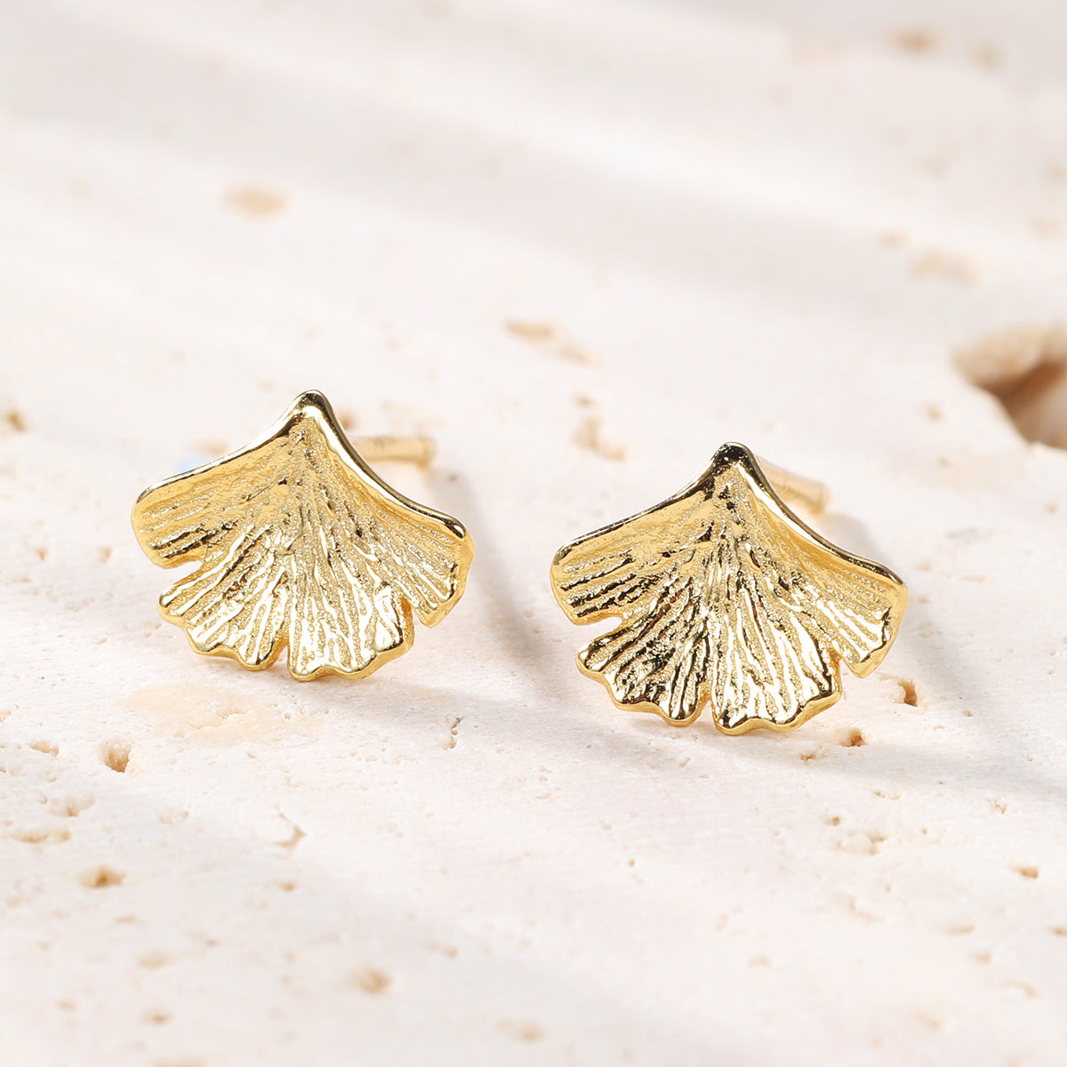 Boucles d’Oreilles Feuille Ginkgo Argent Sterling