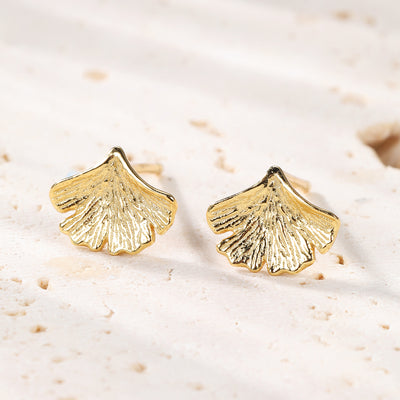 Ginkgo Leaf Stud Earring Sterling Silver