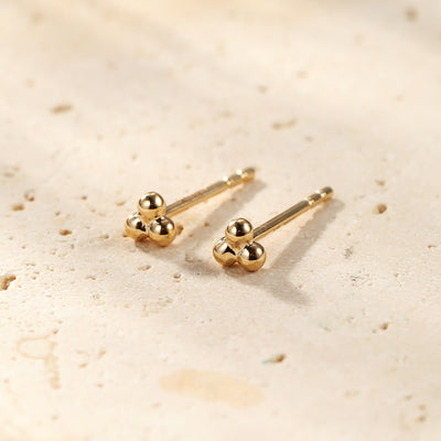 Pendientes de Botón Triad Destello Oro Macizo 14K	